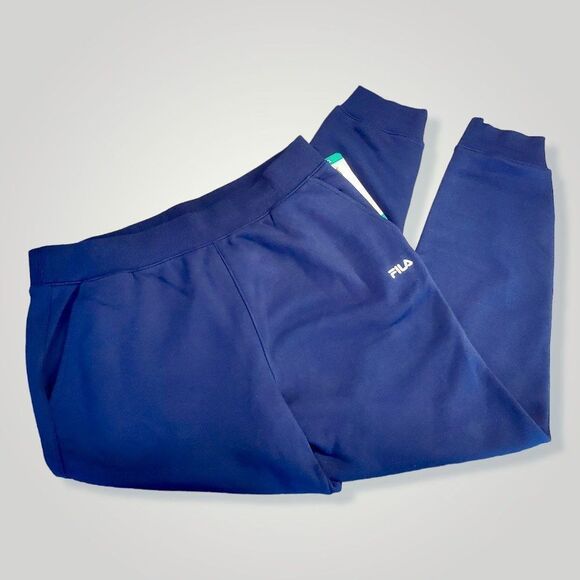 High Waisted Heavyweight Fleece Jogger Navy Peacoat Size XL | FILA - Picture 1 of 7